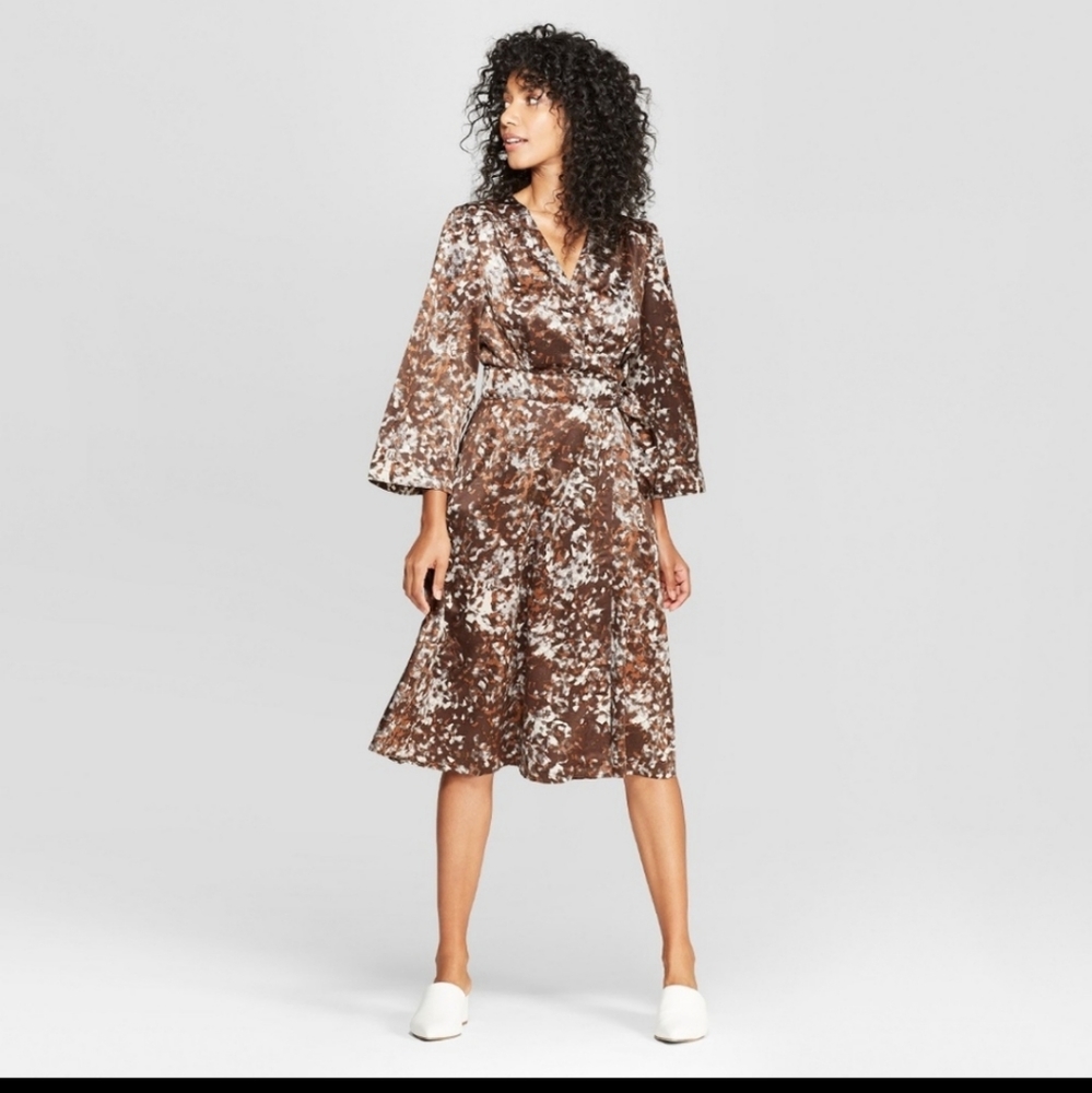 Prologue Boho Multi Print Silky Wrap Dress Size XS NWOT